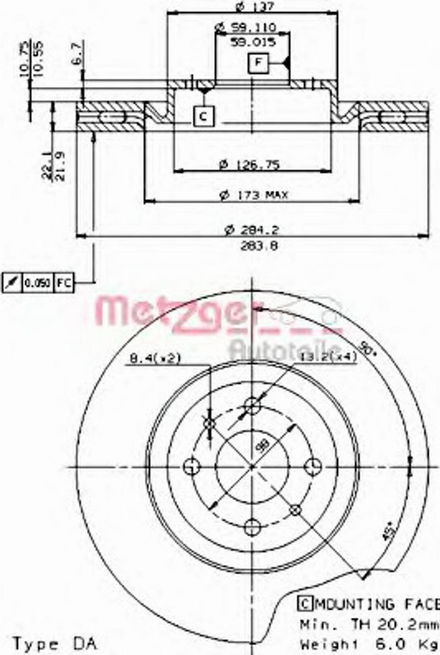 Metzger 24273E - Kočioni disk www.molydon.hr