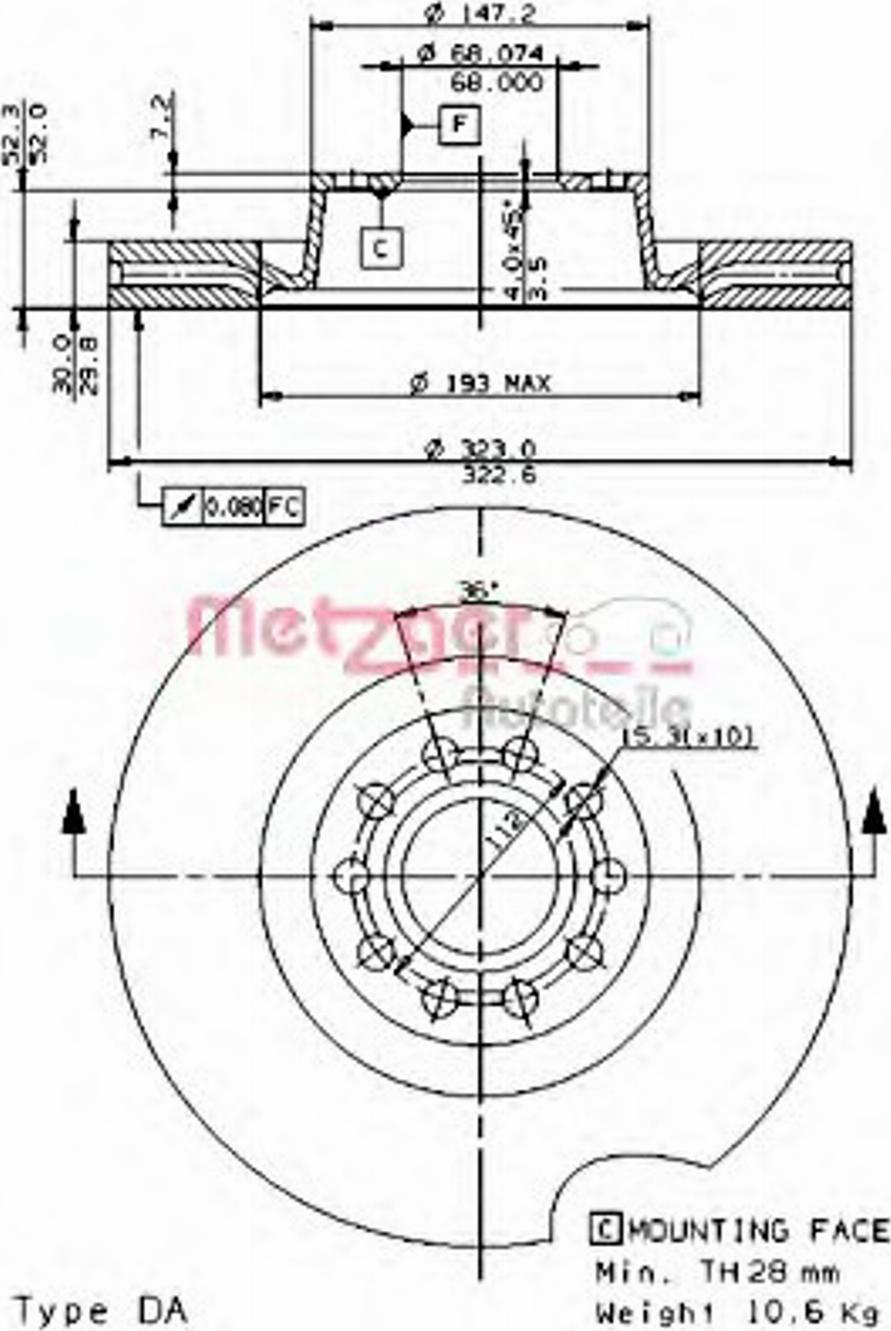 Metzger 24784 V - Kočioni disk www.molydon.hr