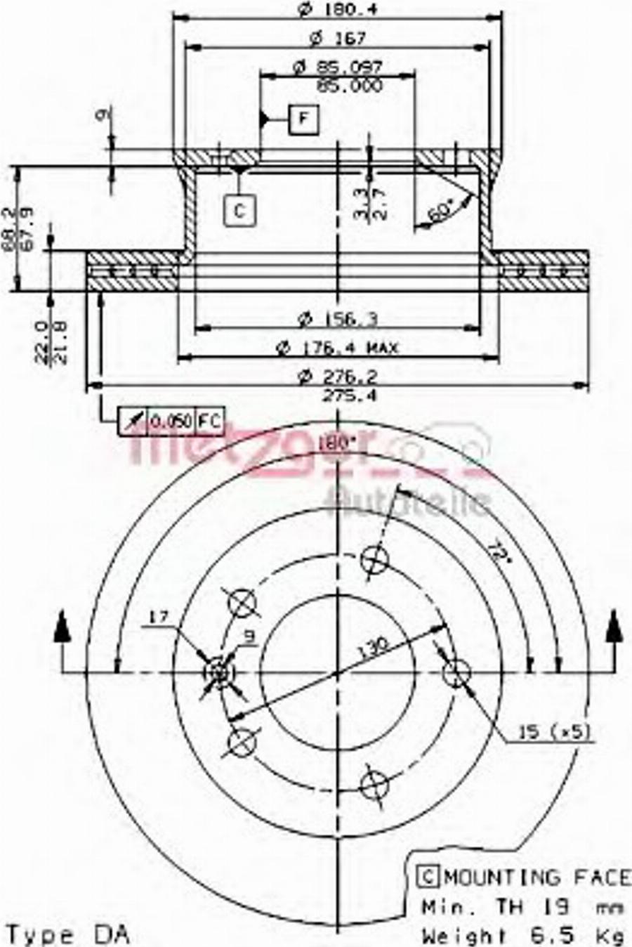 Metzger 24722 E - Kočioni disk www.molydon.hr