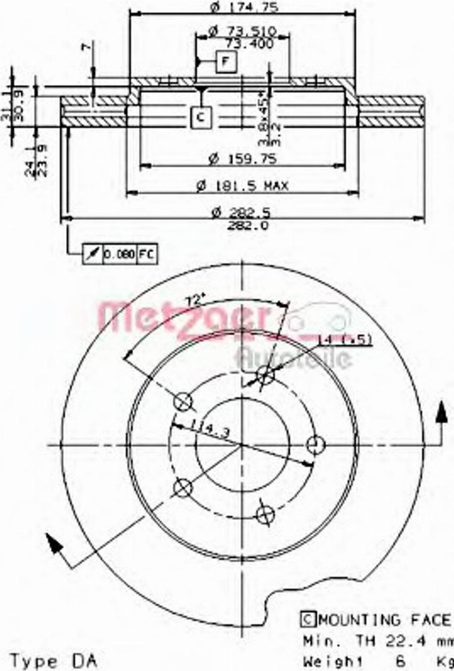 Metzger 24727E - Kočioni disk www.molydon.hr