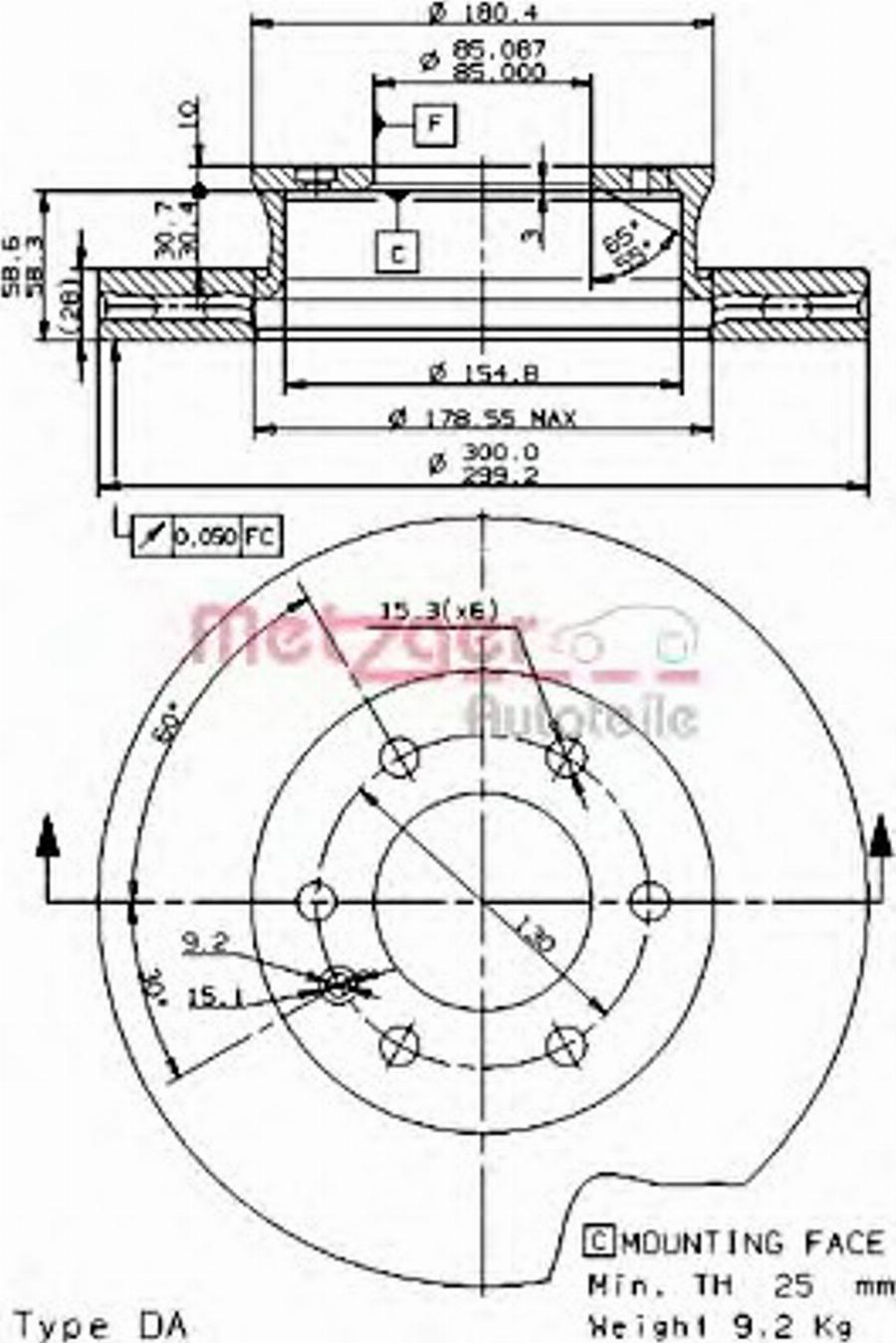 Metzger 25053 E - Kočioni disk www.molydon.hr