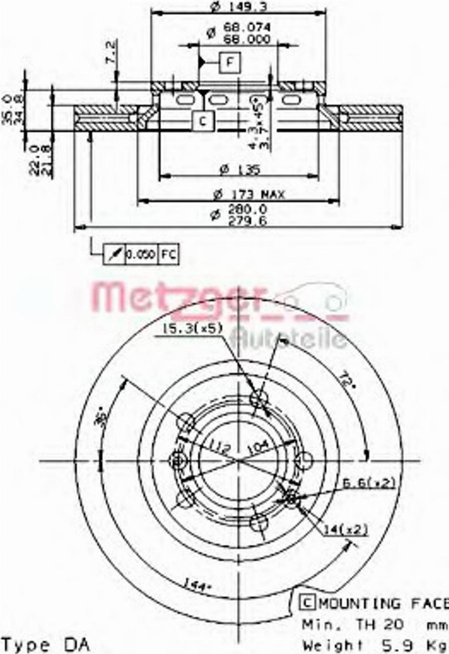 Metzger 25062V - Kočioni disk www.molydon.hr