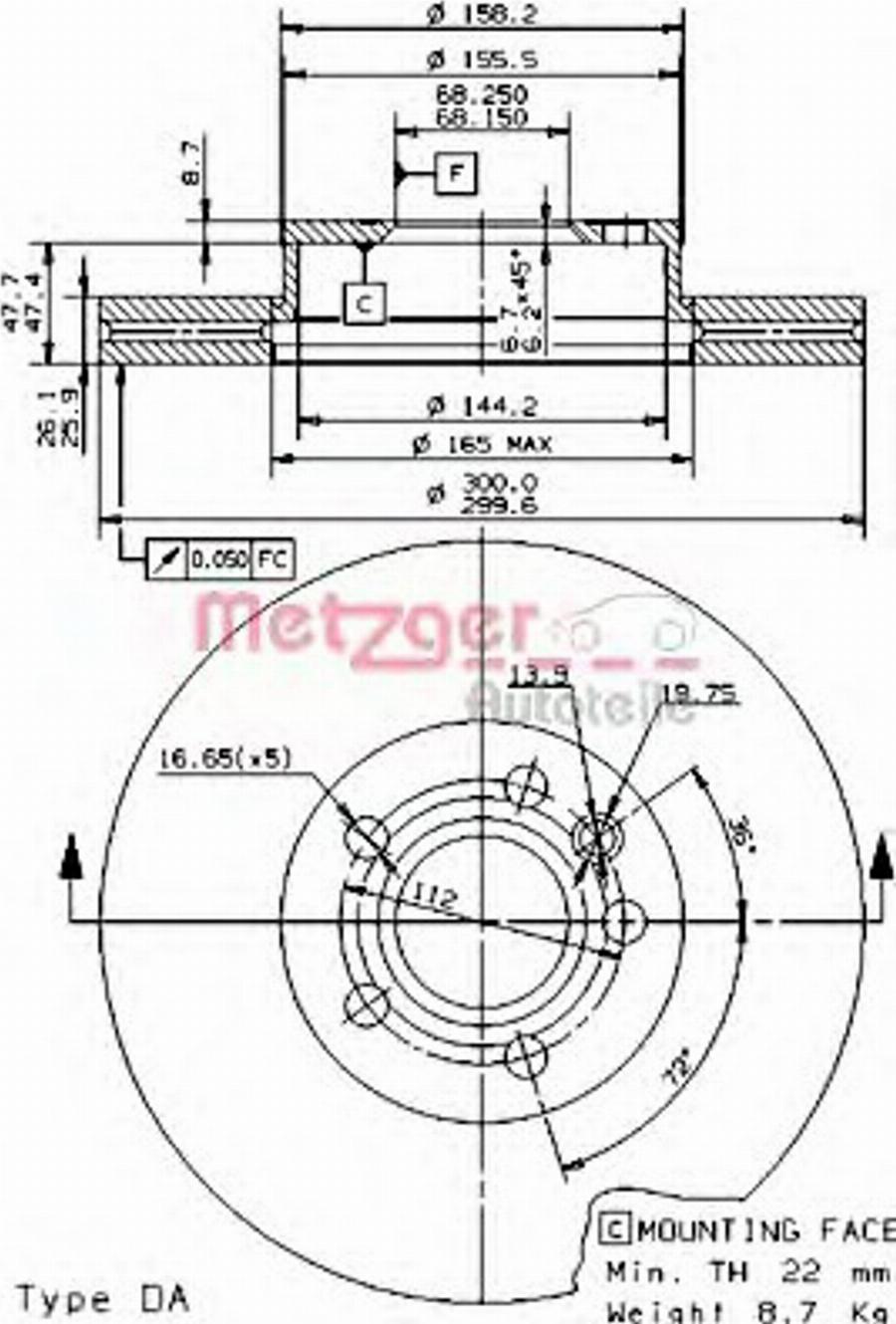 Metzger 25071 V - Kočioni disk www.molydon.hr