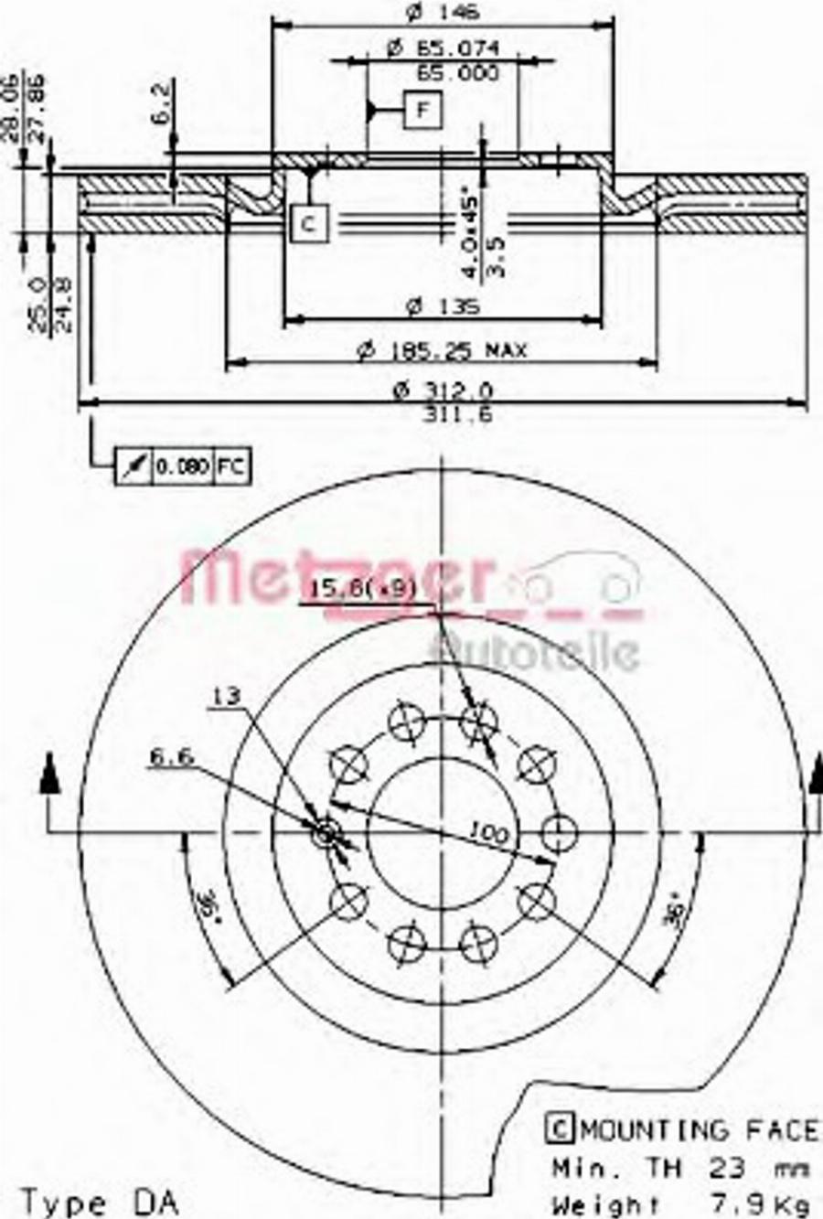 Metzger 22015V - Kočioni disk www.molydon.hr