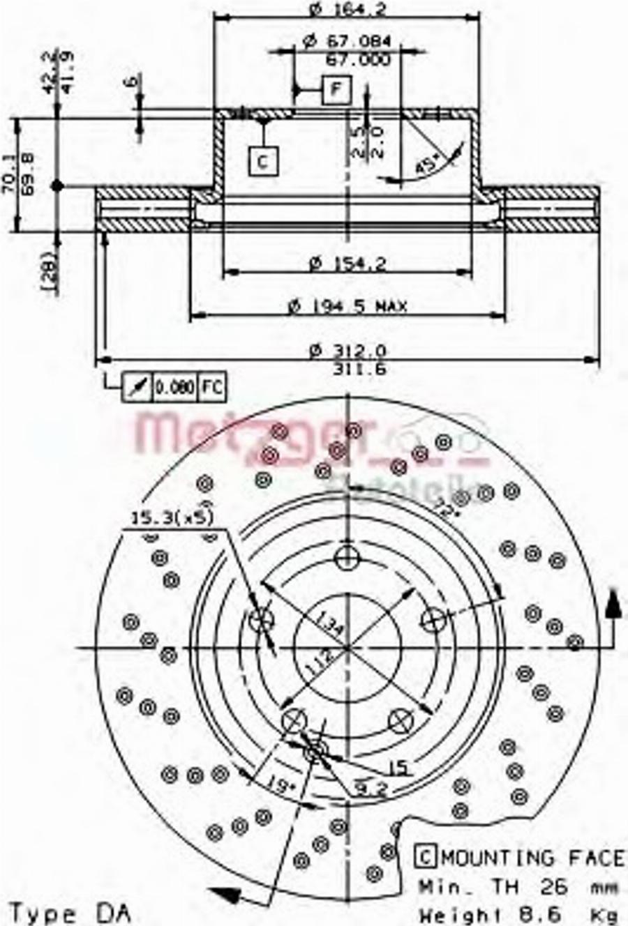 Metzger 22024V - Kočioni disk www.molydon.hr