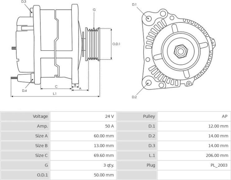 Mitsubishi A4TU9685 - Alternator www.molydon.hr