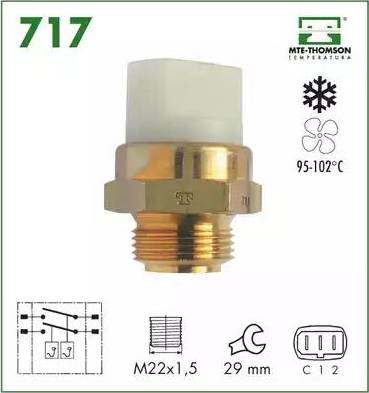 MTE-Thomson 717 - Prekidač temperature, ventilator radijatora / klima uređaja www.molydon.hr