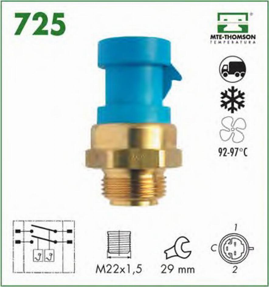 MTE-Thomson 725 - Prekidač temperature, ventilator radijatora / klima uređaja www.molydon.hr