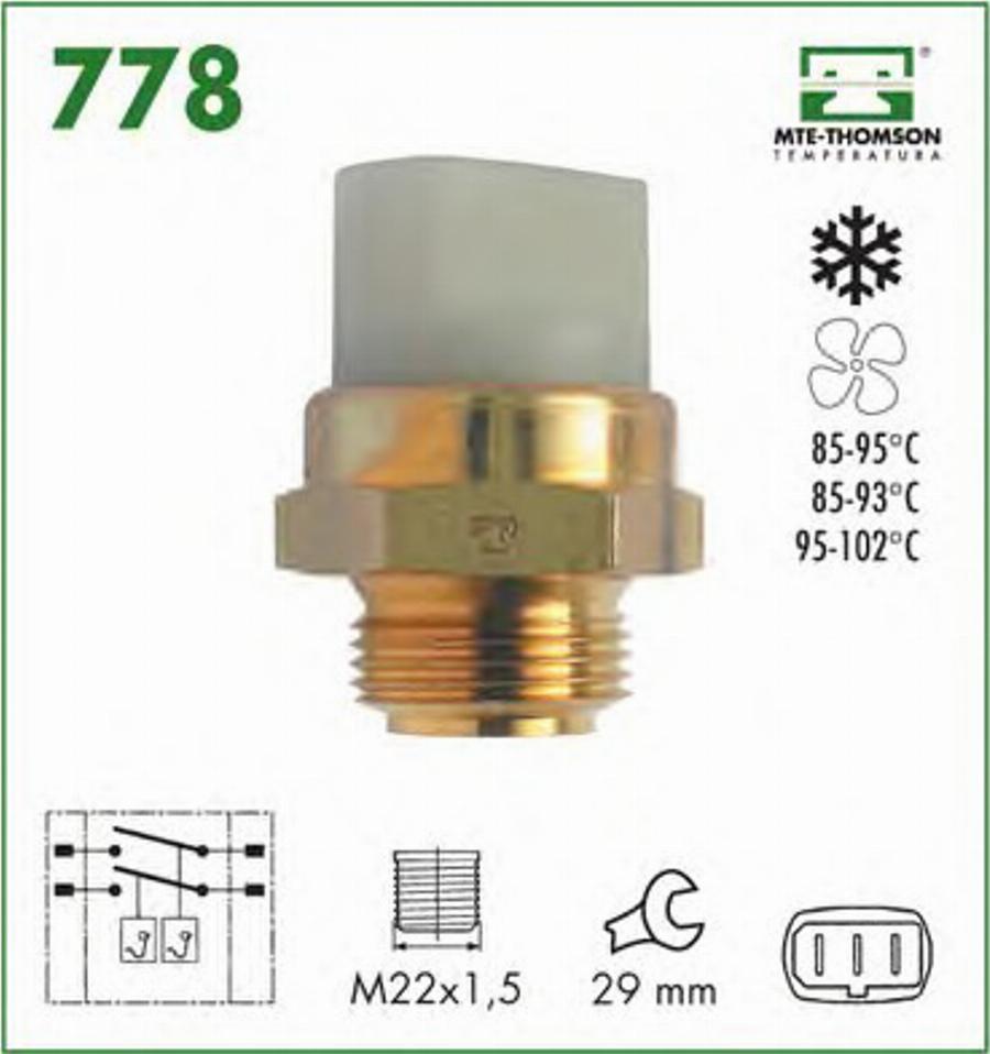 MTE-Thomson 778 - Prekidač temperature, ventilator radijatora / klima uređaja www.molydon.hr