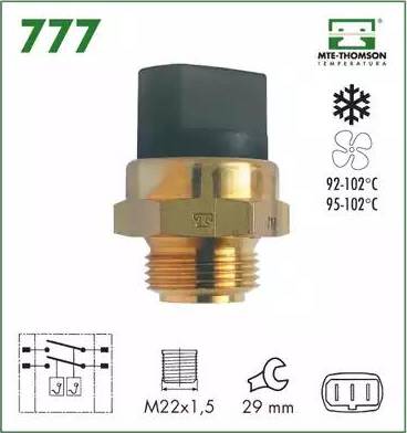 MTE-Thomson 777 - Prekidač temperature, ventilator radijatora / klima uređaja www.molydon.hr