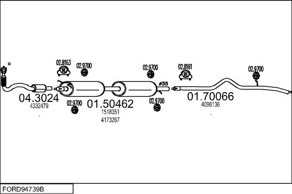 MTS FORD94739B015643 - Ispušni sistem www.molydon.hr