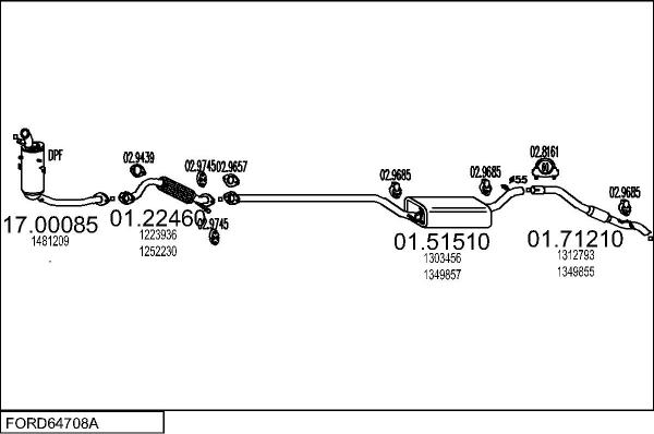MTS FORD64708A010323 - Ispušni sistem www.molydon.hr