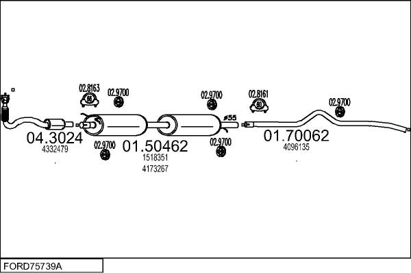MTS FORD75739A015643 - Ispušni sistem www.molydon.hr