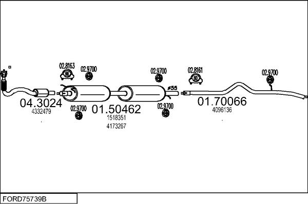 MTS FORD75739B015643 - Ispušni sistem www.molydon.hr