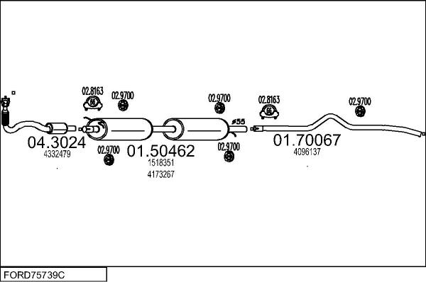 MTS FORD75739C015643 - Ispušni sistem www.molydon.hr