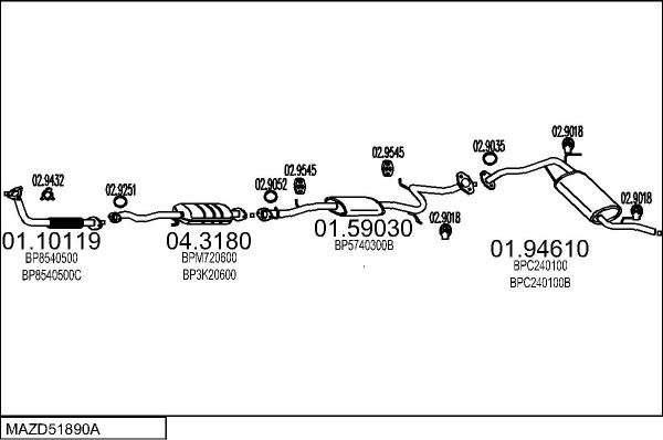 MTS MAZD51890A004068 - Ispušni sistem www.molydon.hr