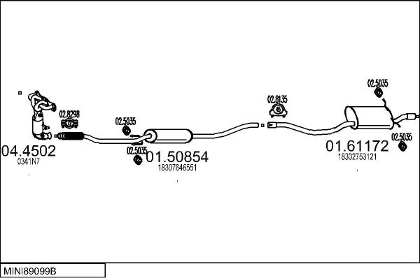 MTS MINI89099B022485 - Ispušni sistem www.molydon.hr