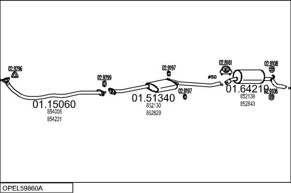 MTS OPEL59860A001226 - Ispušni sistem www.molydon.hr