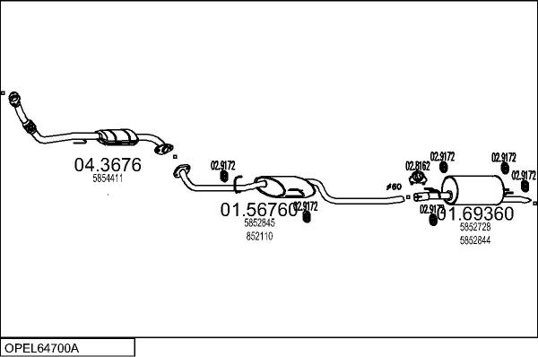 MTS OPEL64700A015323 - Ispušni sistem www.molydon.hr