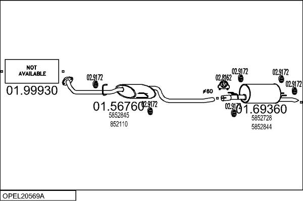 MTS OPEL20569A015323 - Ispušni sistem www.molydon.hr