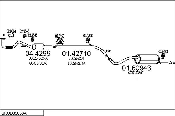 MTS SKOD85650A023168 - Ispušni sistem www.molydon.hr