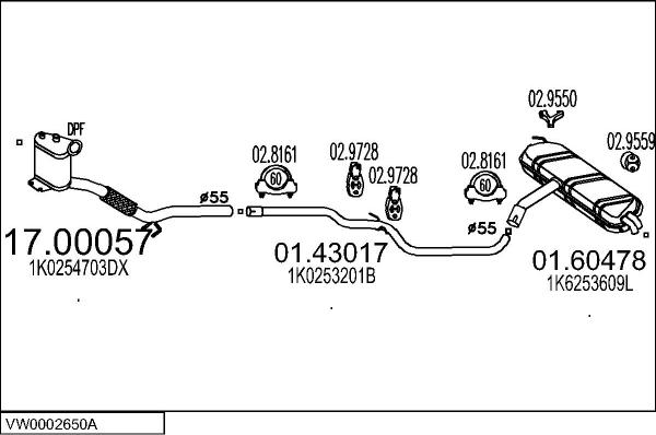 MTS VW0002650A019963 - Ispušni sistem www.molydon.hr