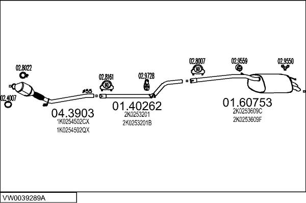 MTS VW0039289A017809 - Ispušni sistem www.molydon.hr