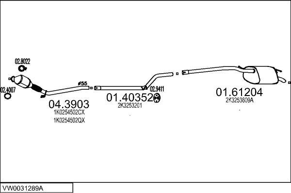 MTS VW0031289A017809 - Ispušni sistem www.molydon.hr