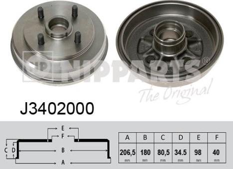 Nipparts J3402000 - Bubanj kočnica www.molydon.hr