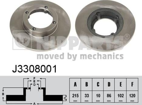 Nipparts J3308001 - Kočioni disk www.molydon.hr