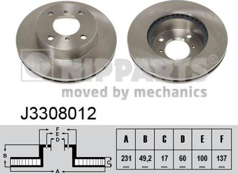 Nipparts J3308012 - Kočioni disk www.molydon.hr