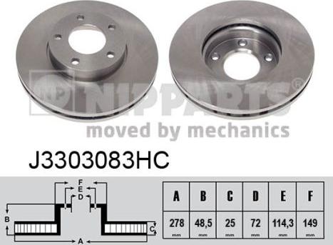 Nipparts J3303083HC - Kočioni disk www.molydon.hr