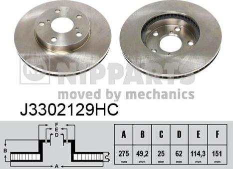 Nipparts J3302129HC - Kočioni disk www.molydon.hr