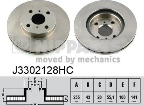 Nipparts J3302128HC - Kočioni disk www.molydon.hr