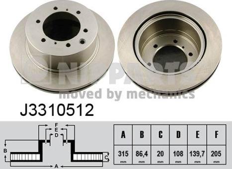 Nipparts J3310512 - Kočioni disk www.molydon.hr