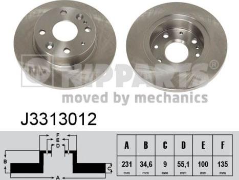 Nipparts J3313012 - Kočioni disk www.molydon.hr