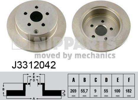 Nipparts J3312042 - Kočioni disk www.molydon.hr