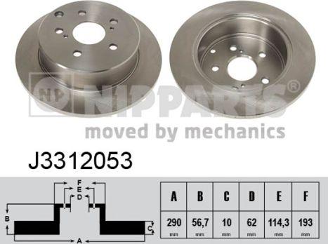 Nipparts J3312053 - Kočioni disk www.molydon.hr