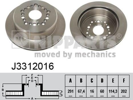 Nipparts J3312016 - Kočioni disk www.molydon.hr