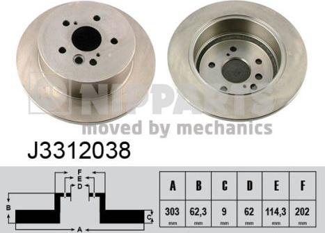 Nipparts J3312038 - Kočioni disk www.molydon.hr