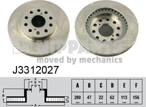 Nipparts J3312027 - Kočioni disk www.molydon.hr