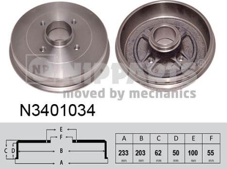 Nipparts N3401034 - Bubanj kočnica www.molydon.hr