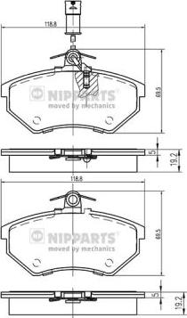 Nipparts N3600800 - Komplet Pločica, disk-kočnica www.molydon.hr