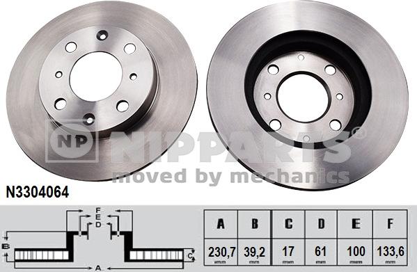 Nipparts N3304064 - Kočioni disk www.molydon.hr