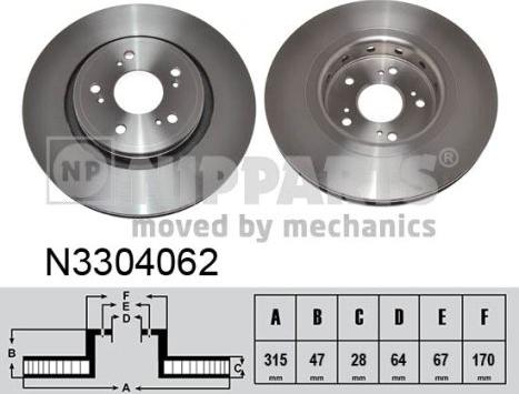 Nipparts N3304062 - Kočioni disk www.molydon.hr