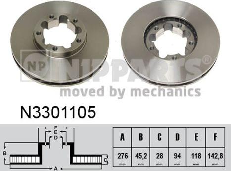 Nipparts N3301105 - Kočioni disk www.molydon.hr