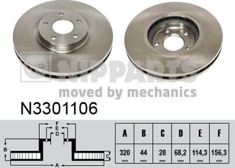 Nipparts N3301106 - Kočioni disk www.molydon.hr