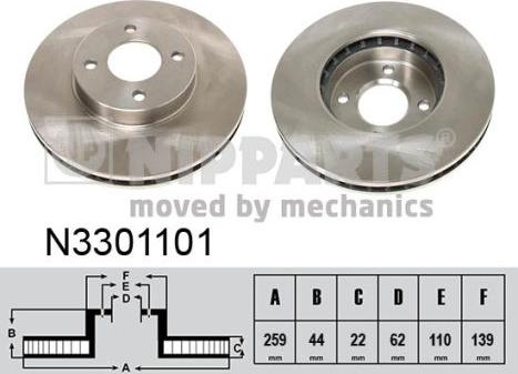 Nipparts N3301101 - Kočioni disk www.molydon.hr