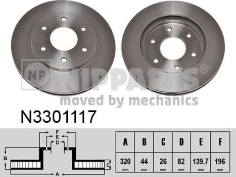 Nipparts N3301117 - Kočioni disk www.molydon.hr