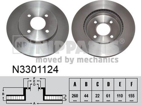 Nipparts N3301124 - Kočioni disk www.molydon.hr